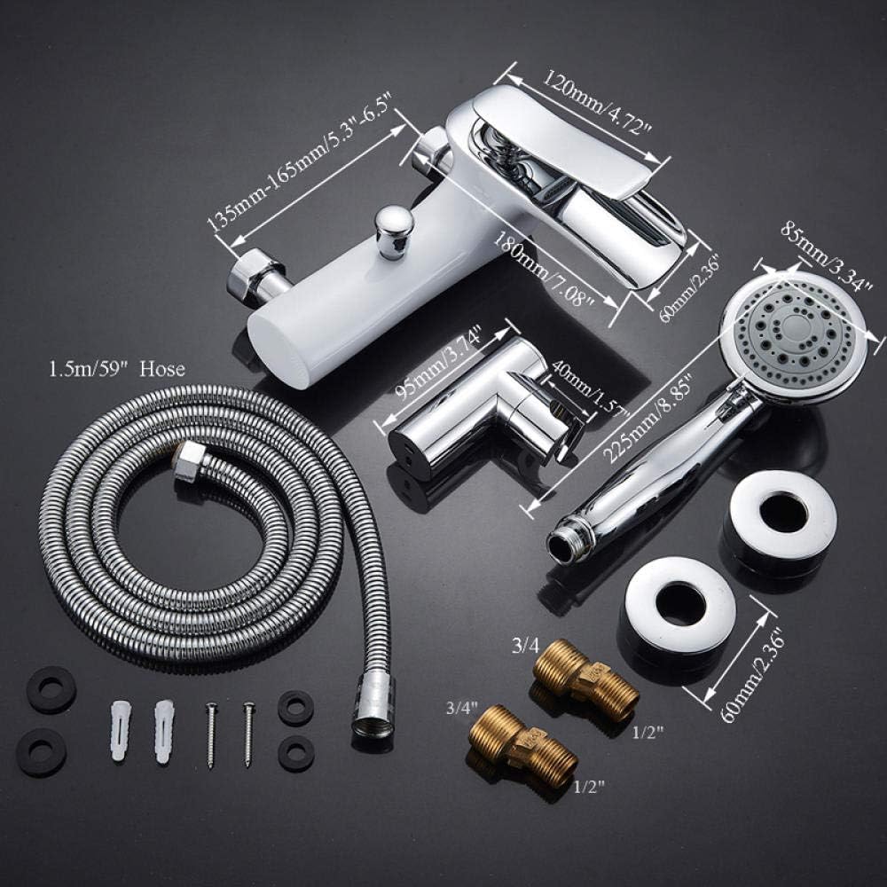 Bathroom Sink Taps Shower Faucet Chrome White Wall Mounted Waterfall Spout Tub Mixer Tap Handheld Head Waterfall Bathroom Hot Cold Water Faucet-Basin and Shower (Only Shower Tap)