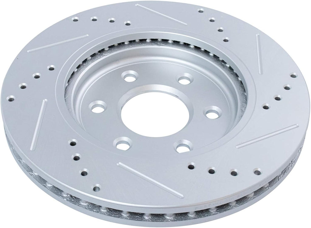 TRQ Performance Front Brake Pad and Rotor Set Ceramic Drilled Slotted Coated Vented Rotors Compatible with 2005-2021 Nissan Frontier 2005-2012 Pathfinder 2005-2015 Xterra 2009-2012 Suzuki Equator