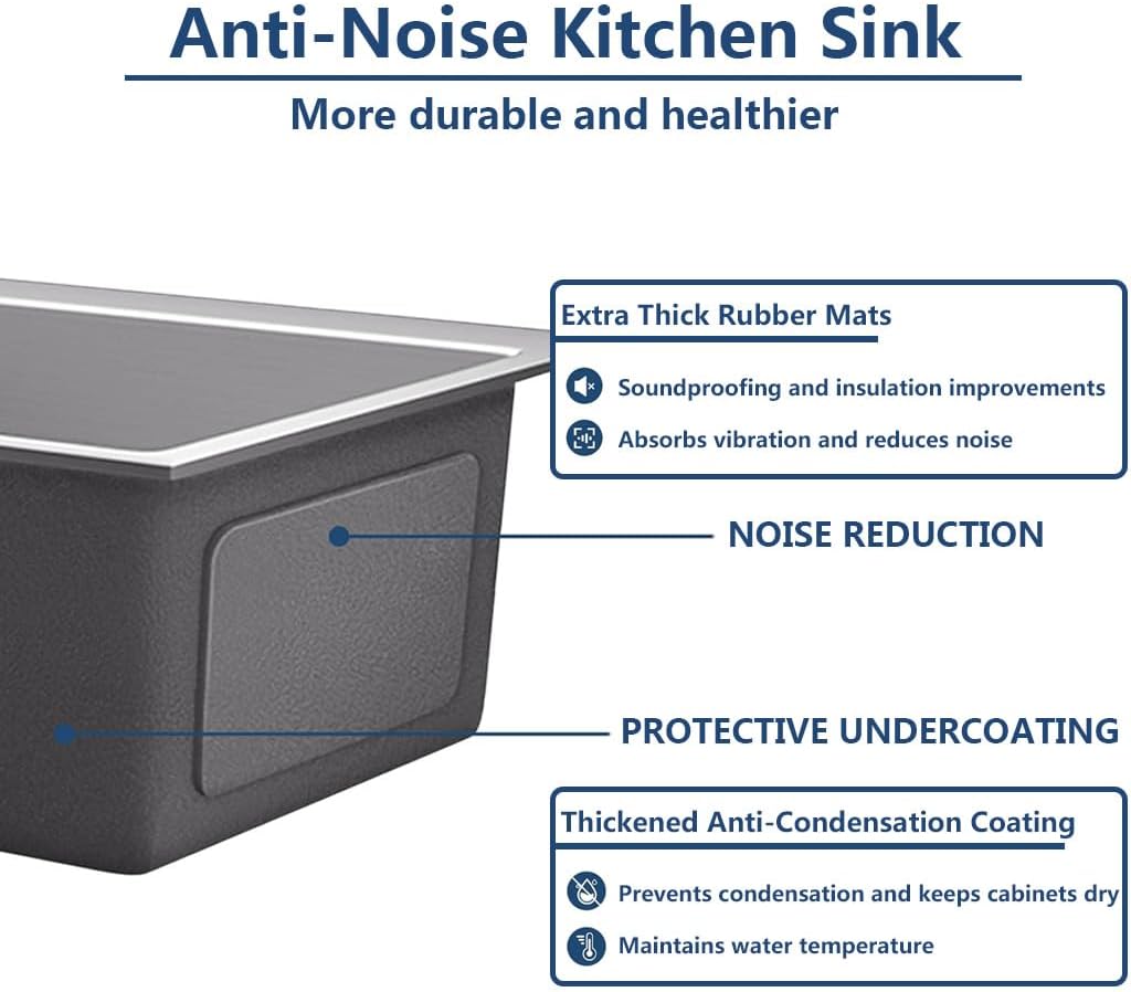 ARTLINE Stainless Steel Kitchen Sink, Drop In Single Bowl Sink, Topmount Workstation Sink with Sliding Accessories, Farmhouse Workstation sink with Multiple Accessories (21.7 x 17.7in)