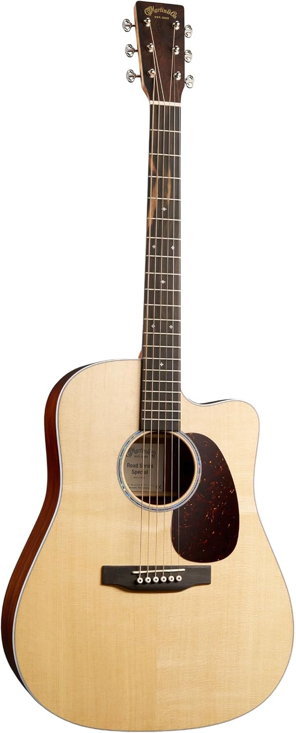 Martin DC-13E Modern Road Series Acoustic-Electric Guitar – Spruce Top & Koa Fine Veneer | Gloss Finish | E1 Electronics with Built-In Tuner | Ratio® Tuners | Softshell Case Included (Right)