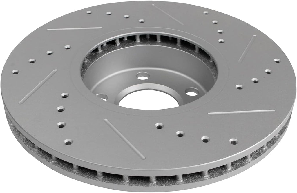 TRQ Performance Front Brake Pad and Rotor Set Ceramic G Coated Drilled Slotted Rotors Compatible with 2007-2018 BMW X5 2011-2019 X6