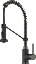 KRAUS Bolden Commercial Style 2-Function Single Handle Pull Down Kitchen Faucet in Matte Black/Black Stainless, KPF-1610MBSB (Pack of 1)