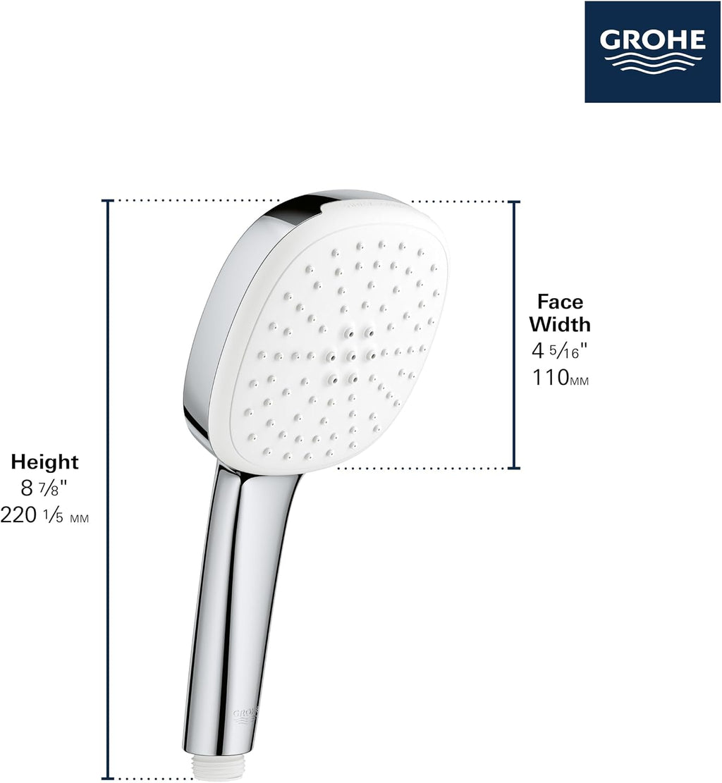 GROHE 26783002 Tempesta 24-Inch Shower Rail Set, 2-Spray, Square, 1.5 GPM, StarLight Chrome