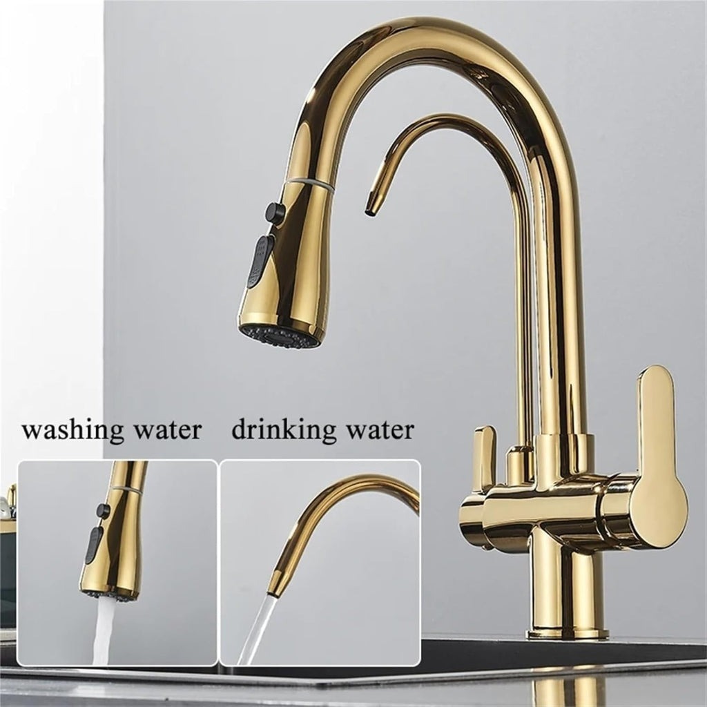 Smart Sensor Pure Water Kitchen Faucet 2 Model Spout Taps Deck Mount Daul Handle Filtered Cold Hot Water Mixer(Brushed Nickel)