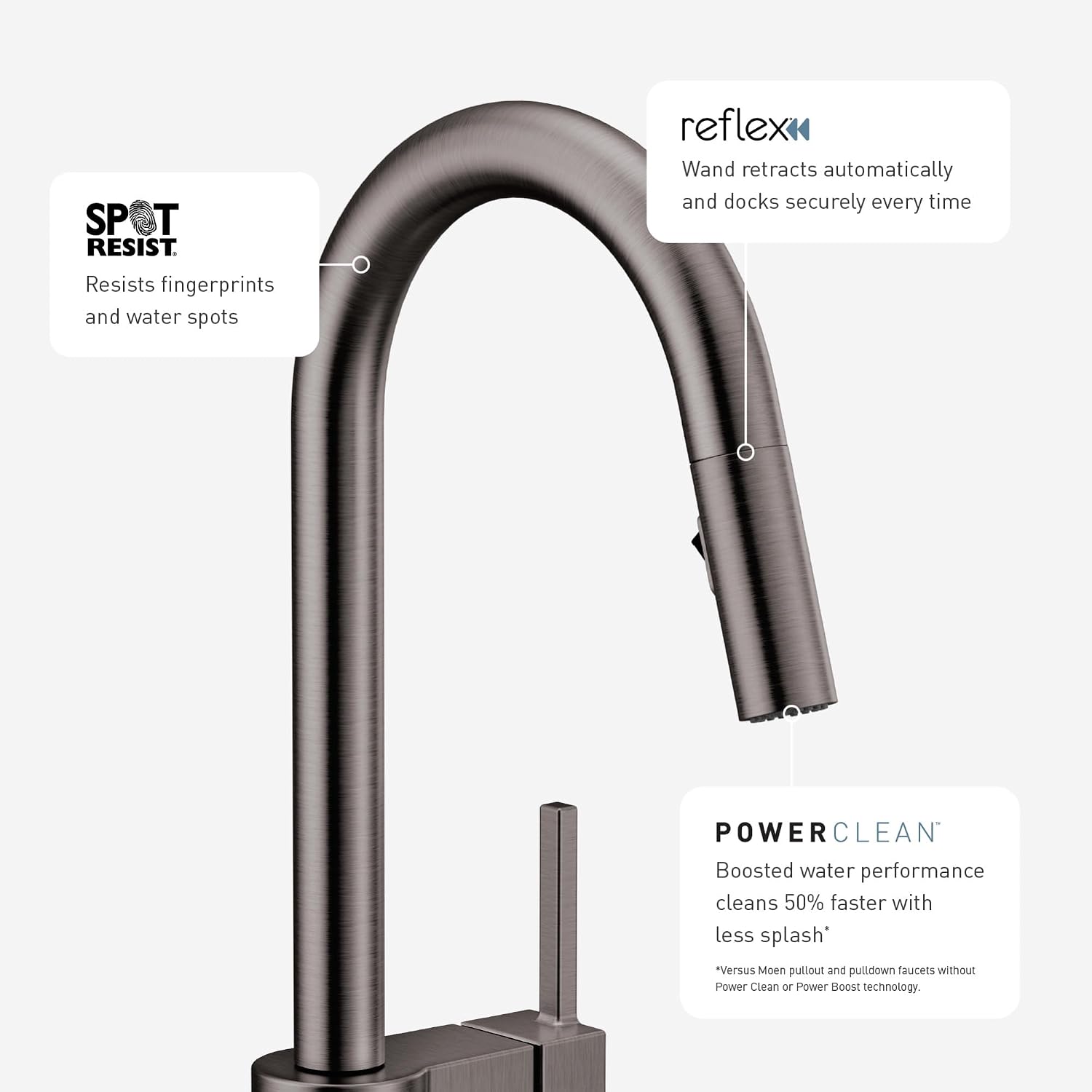 Moen Sleek Spot Resist Black Stainelss Motionsense Wave Sensor Touchless One-Handle High Arc Pulldown Modern Kitchen Faucet Featuring Power Clean, 7864EWBLS