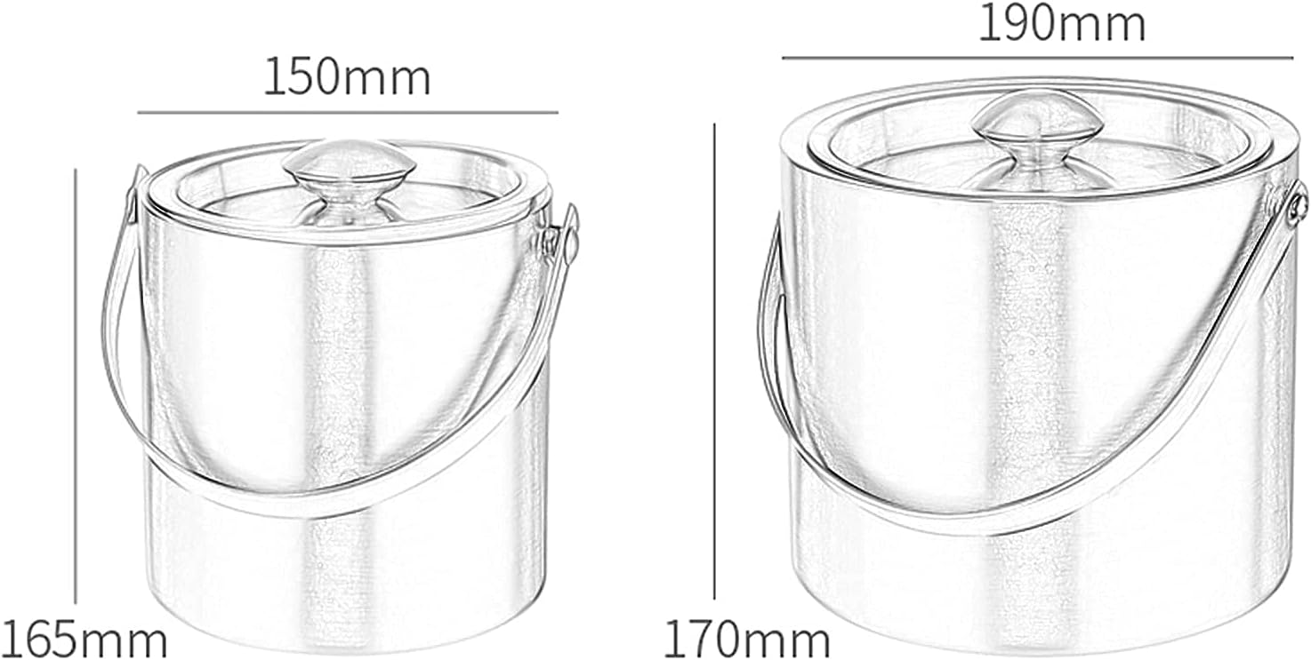 Ice Bucket with Lid and Ice Tongs,Ice Bucket,for Home Bar 2L/3L Stainless Steel Double Wall Bar Ice Bucket Set
