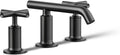 KOHLER K-14410-3-BL Purist® Widespread Bathroom Sink Faucet, 3-Hole Bathroom Faucets with Low Cross Handles and Low Spout, 1.2 GPM, Matte Black