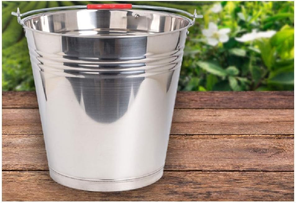Silver Metal Galvanized Walled Ice Bucket Set with Lid, Wine Drinks Beer Cooler for Restaurant Bars 32.5 * 35.5cm