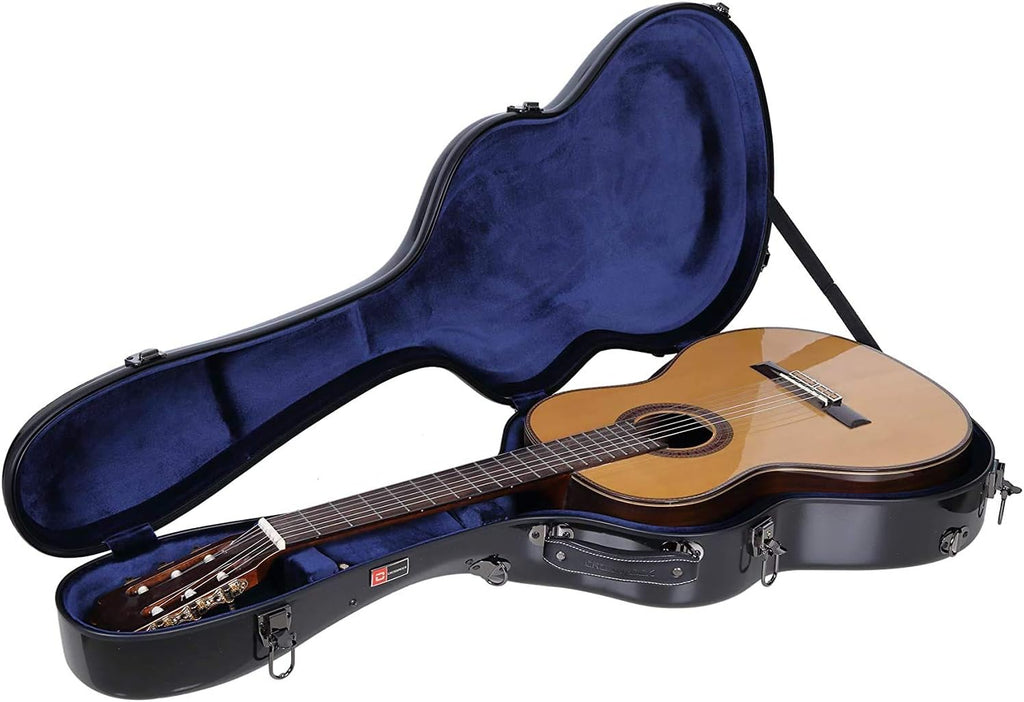 Crossrock Classical Guitar Case Fiberglass Hardshell- Backpack Style for 4/4 Full Size in Black(CRF1000CBK)