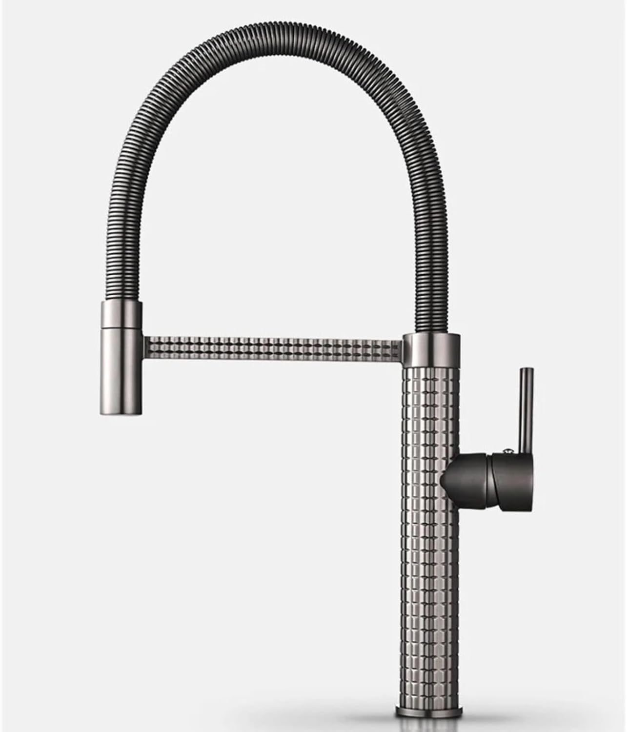 Carving Body Pull Out Kitchen Faucet Mixer Deck-Mount Sink Cold Hot Water Taps(Brushed Nickel)