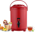 6L 8L 10L 12L Urn Boiler Hot And Cold Water Dispenser Stainless Steel Tea Hot Water Bottle with Faucet Portable Handle Large Capacity Sealing for Catering Office Hotels Party,Red,6L