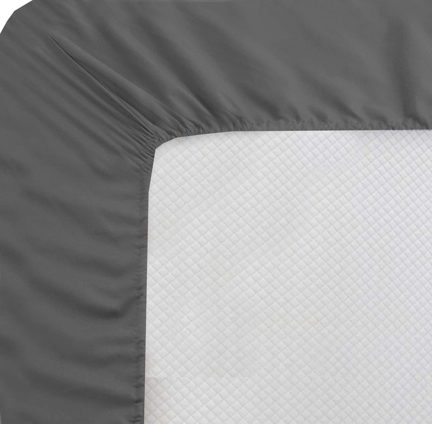 Pure 1000 Thread Count Egyptian Cotton- Sateen Weave- Olympic Queen(66' X 80') Dark Grey Sheet Set - 4-Piece 14'-18' Inches Standard Drop Length Elastic Bounded