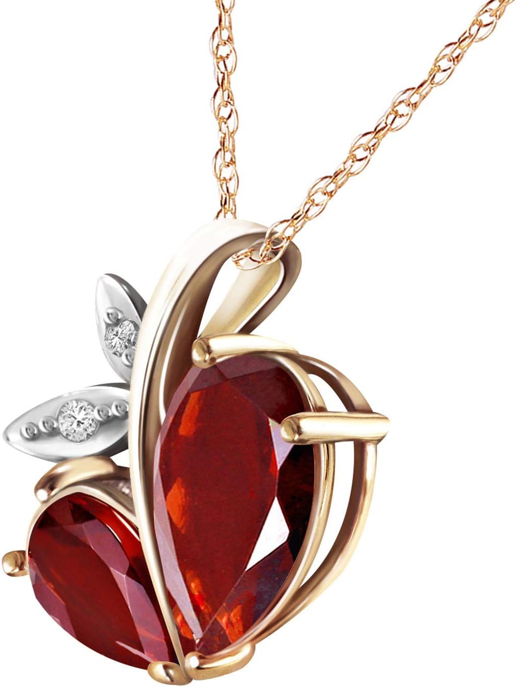 Galaxy Gold GG 5.36 CT. 14k Yellow Gold Modern Heart Necklace Diamonds Rubies