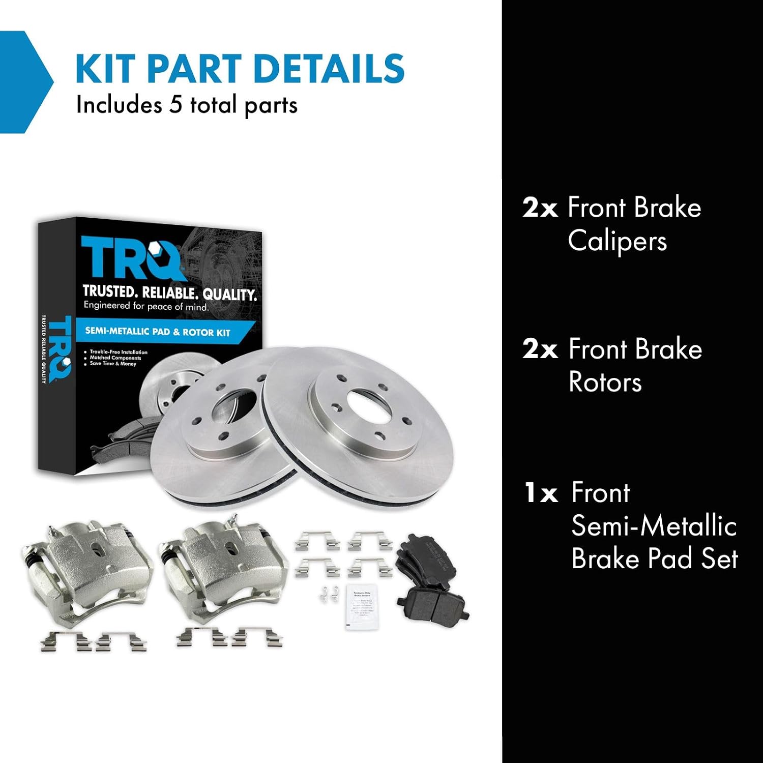 TRQ Front Brake Pad and Rotor Set Semi Metallic Vented Rotors Calipers Compatible with 2007-2008 Chevrolet Malibu 2007 Pontiac G6