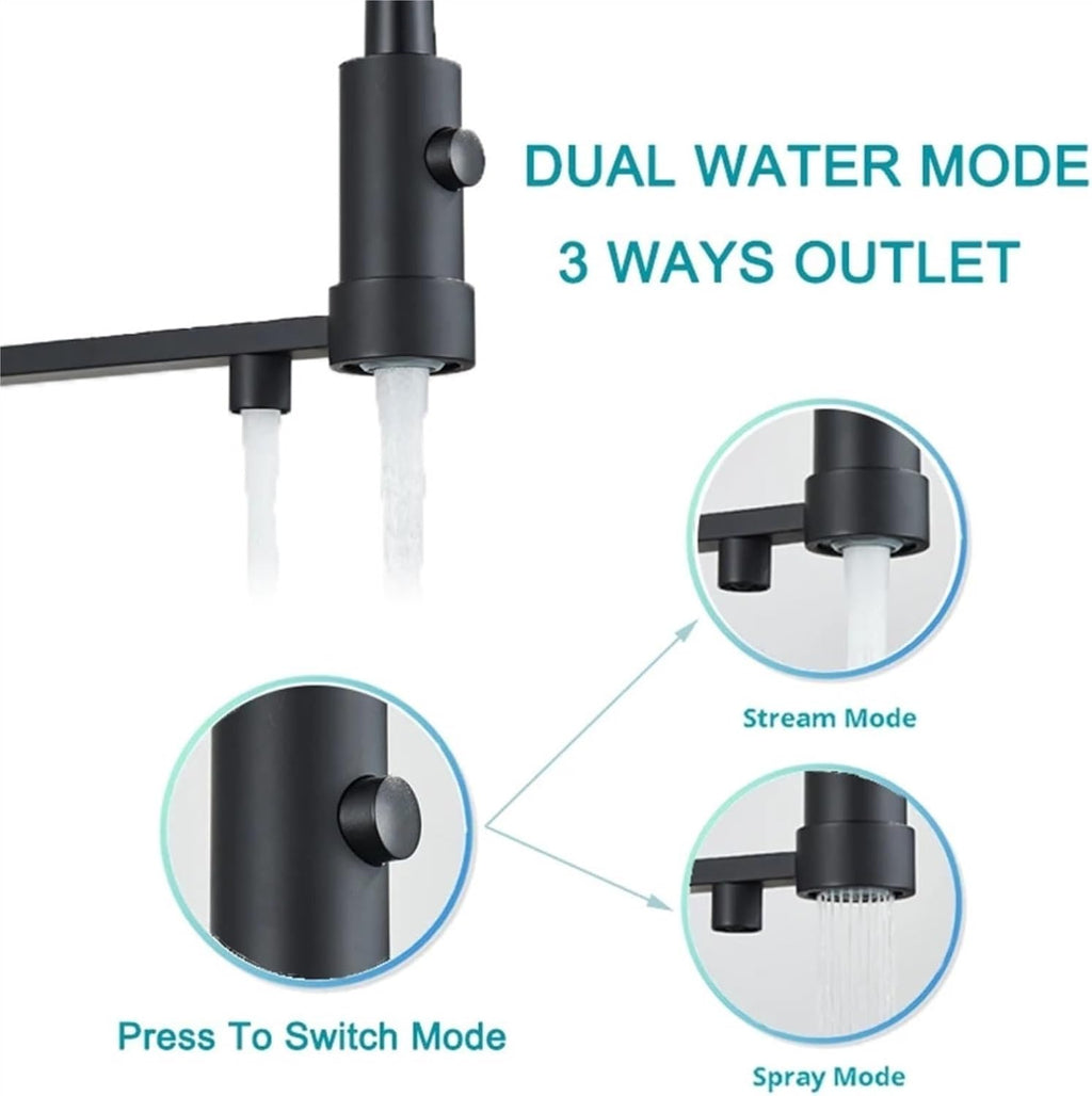 Filtered Kitchen Faucet Pure Drinking Water Brass Kitchen Tap Daul Spout Water Purifier Faucet(Matte Black)