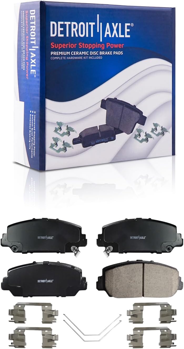 Detroit Axle - 10pc Brake Kit for 2014-2020 Acura RLX, Drilled and Slotted Disc Brakes Rotors 2015 2016 2017 2018 2019 Ceramic Brake Pads Replacement: 12.28' inch Front and 12.20' inch Rear Rotors