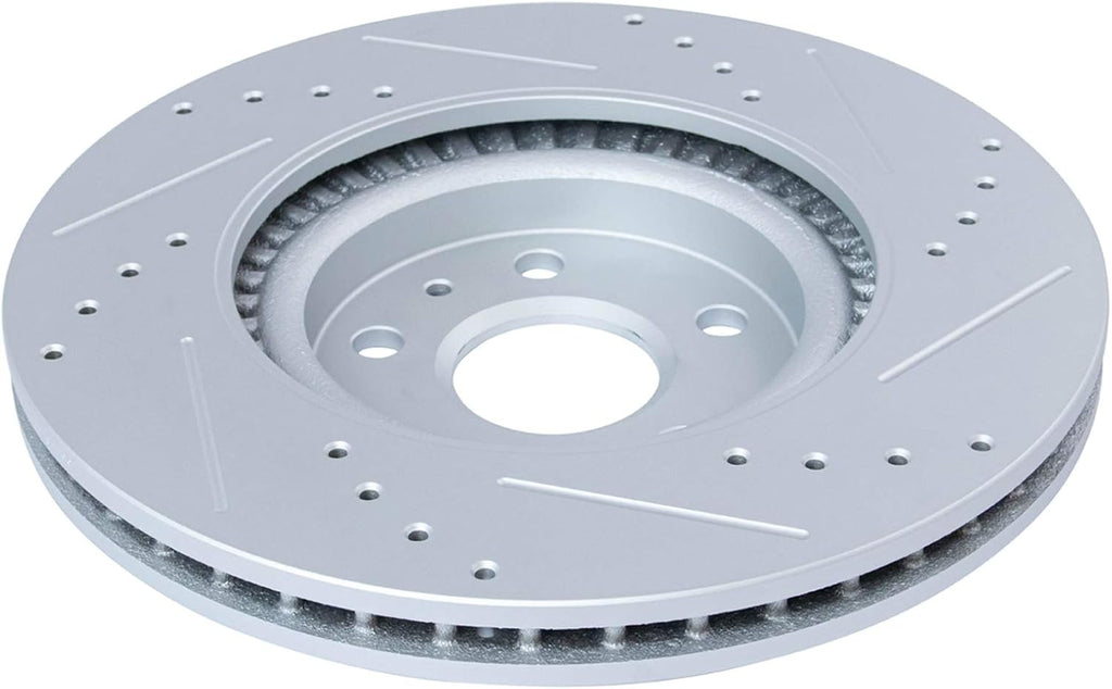 TRQ Performance Front Brake Pad and Rotor Set Ceramic Coated Drilled Slotted Rotors Compatible with 2011-2017 Chevrolet Caprice