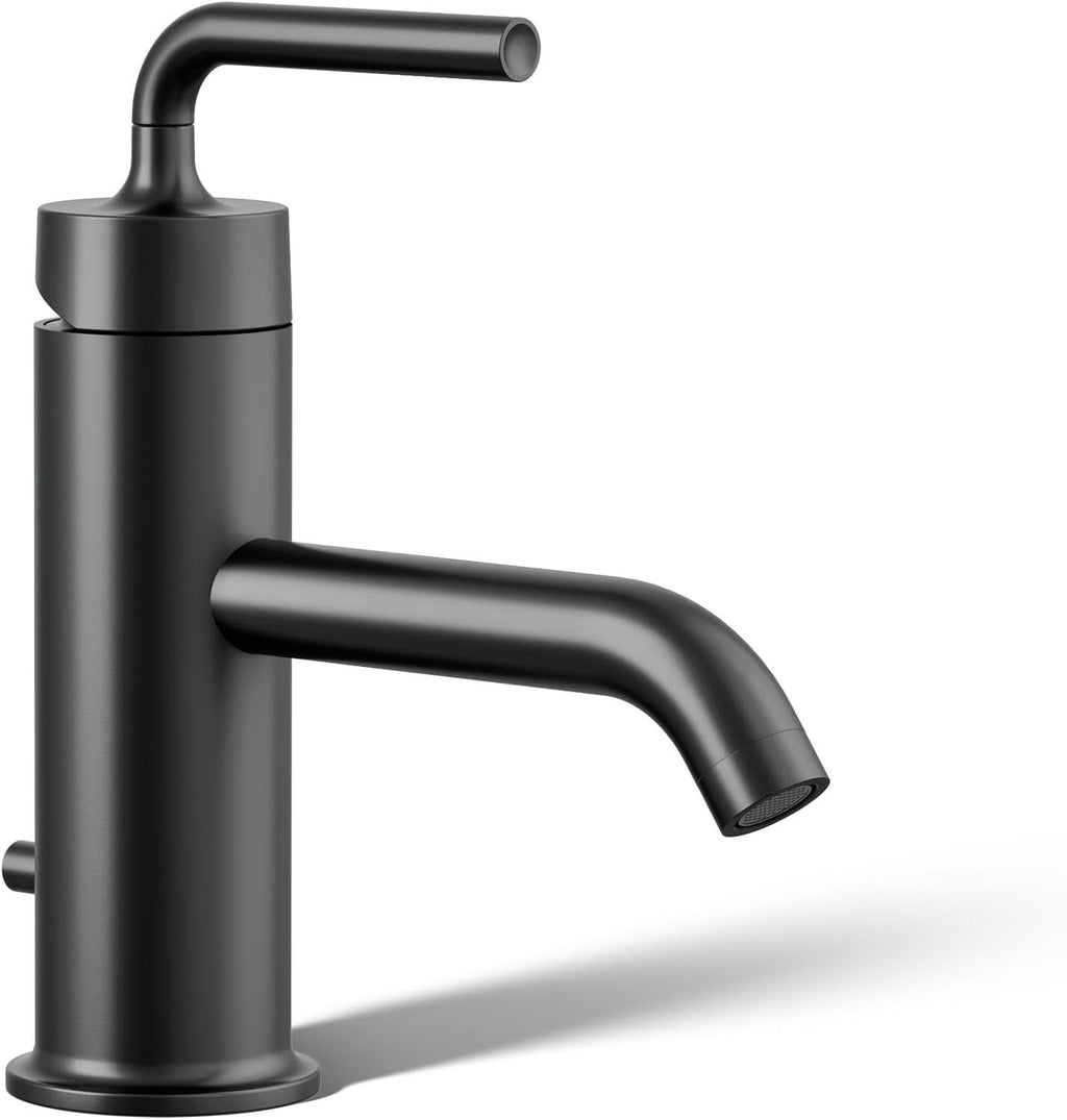 KOHLER K-14402-4A-BL Purist® Single-Handle Bathroom Sink Faucet, Straight Lever Handle, Bathroom Faucets, 1.2 GPM, Matte Black