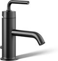 KOHLER K-14402-4A-BL Purist® Single-Handle Bathroom Sink Faucet, Straight Lever Handle, Bathroom Faucets, 1.2 GPM, Matte Black