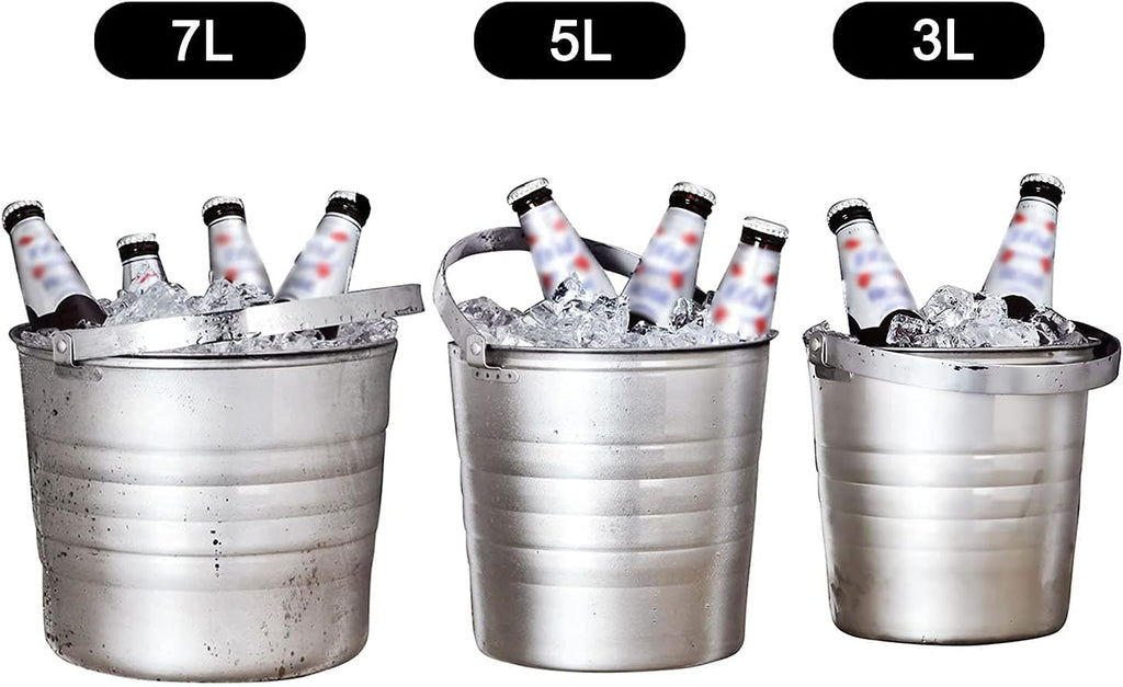Stainless Steel Bar Ice Bucket Set, Included Tongs Great for Home Bar, Chilling Beer, Champagne and Wine
