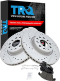 TRQ Performance Front Brake Pad and Rotor Set Ceramic Coated Drilled Slotted Vented Rotors Compatible with 2012-2020 Volkswagen Passat 2009-2018 Tiguan 2018 Tiguan Limited 2015-2018 Audi Q3 Q3 Quattro