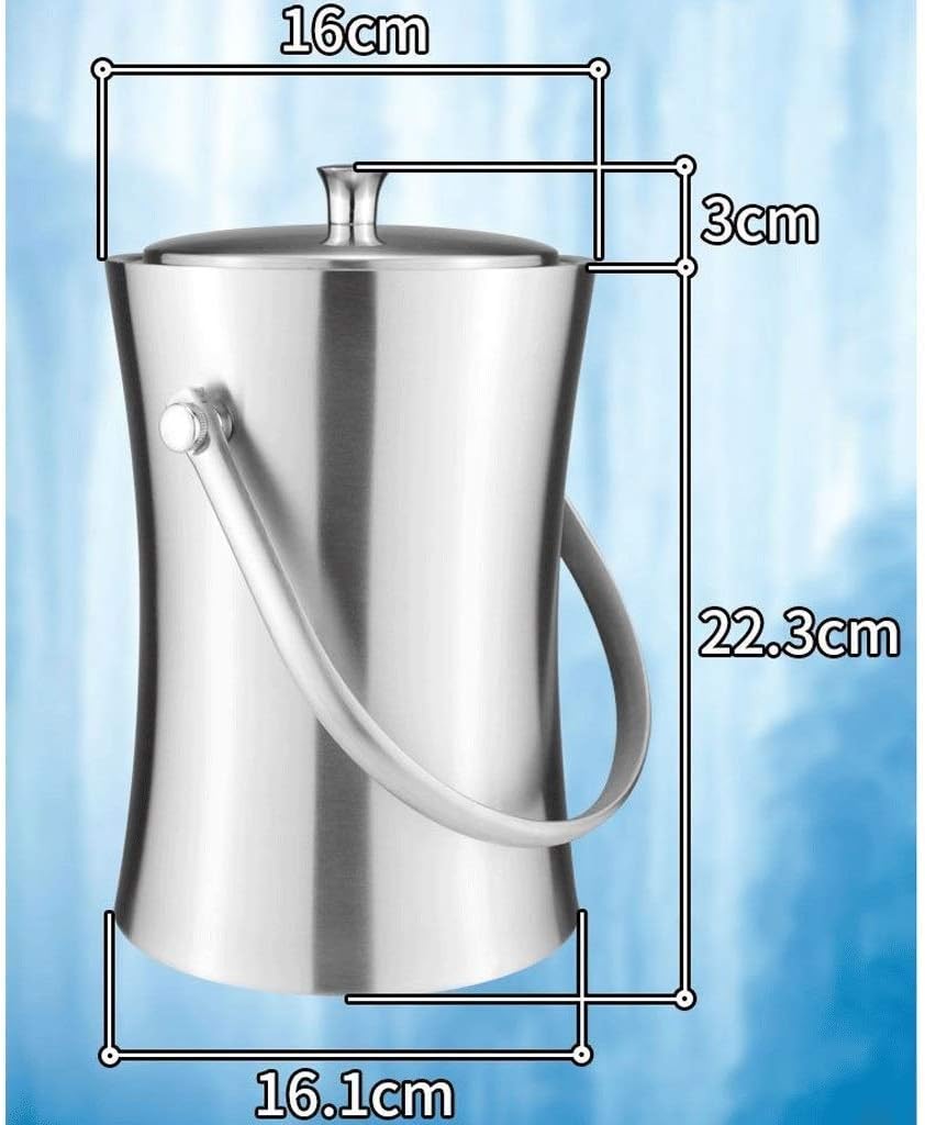 White Metal Double Walled Ice Bucket Set with Lid and Scoop (Size : 3L)