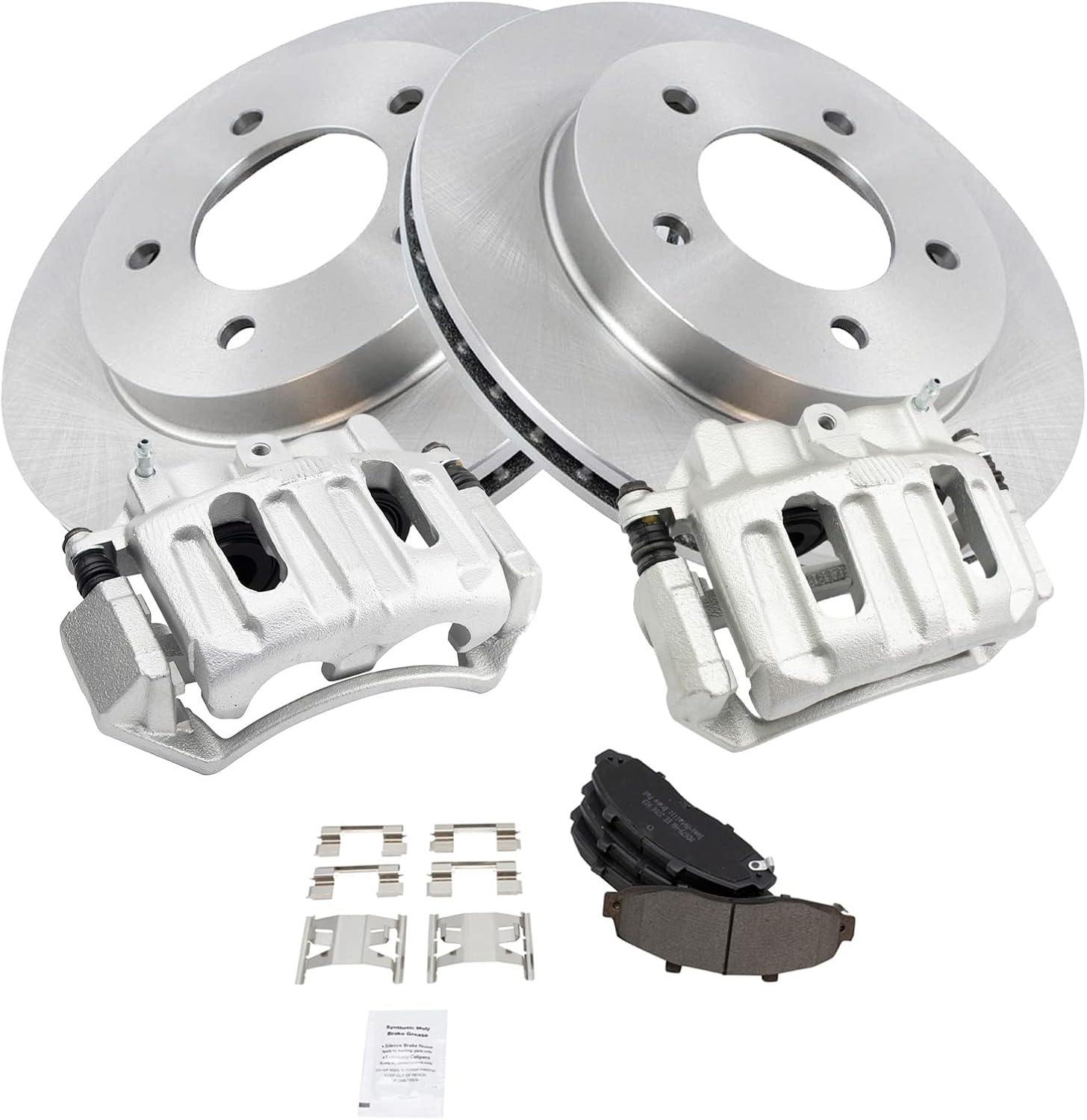 TRQ Front Brake Pad and Rotor Set Semi Metallic Vented Rotors Calipers Compatible with 1999-2003 Ford F-150 2004 F-150 Heritage