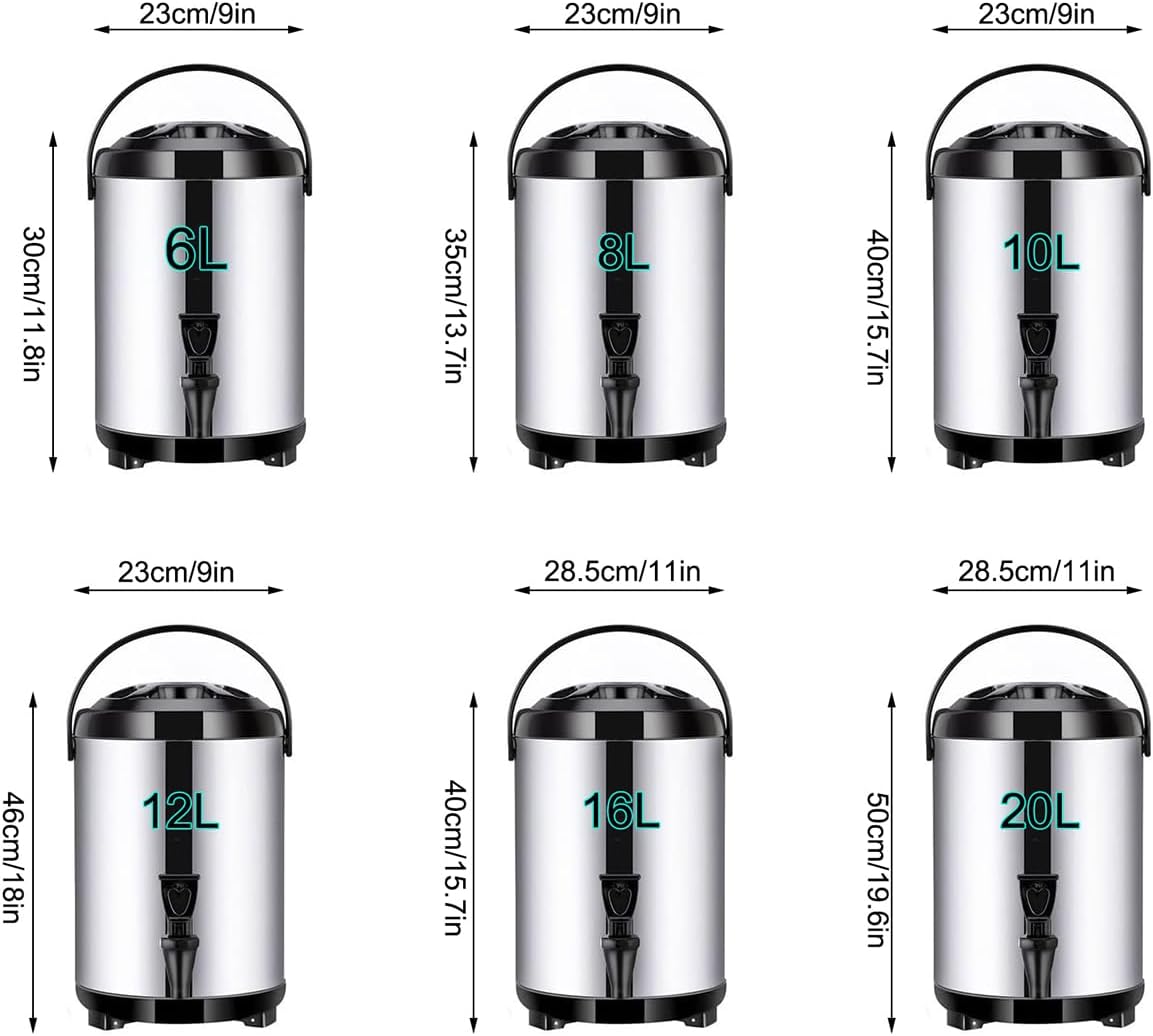 Hot Water Dispenser With Faucet, Stainless Steel Insulated Bucket Milk Tea Barrel For Hot Water And Beverage