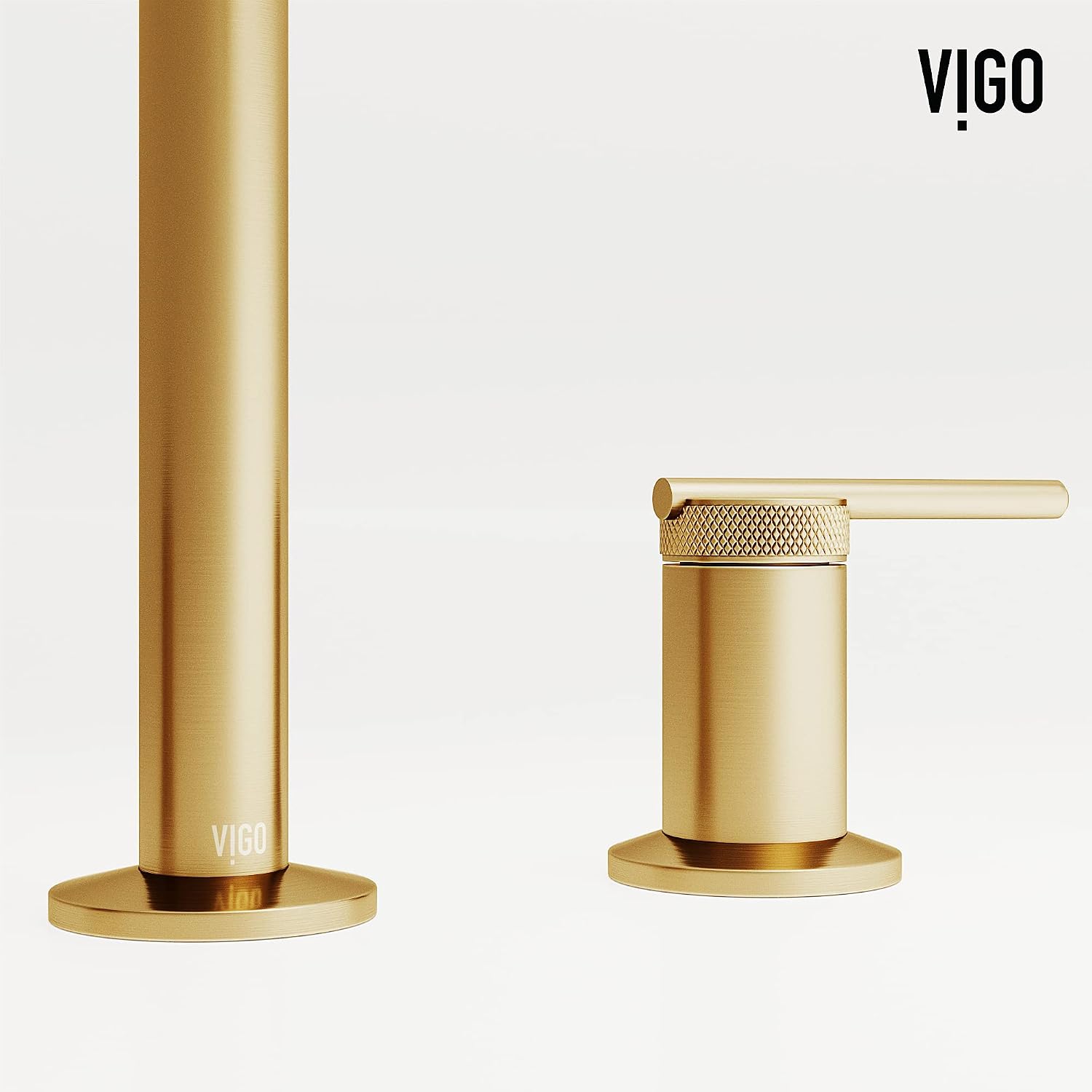 VIGO Sterling Two-Handle Three-Hole Mount Widespread Bathroom Sink Faucet, 7-Inch, Matte Brushed Gold, Modern Design, Solid Brass, 1.2 GPM WaterSense & Ceramic Disc Valve, Corrosion-Resistant