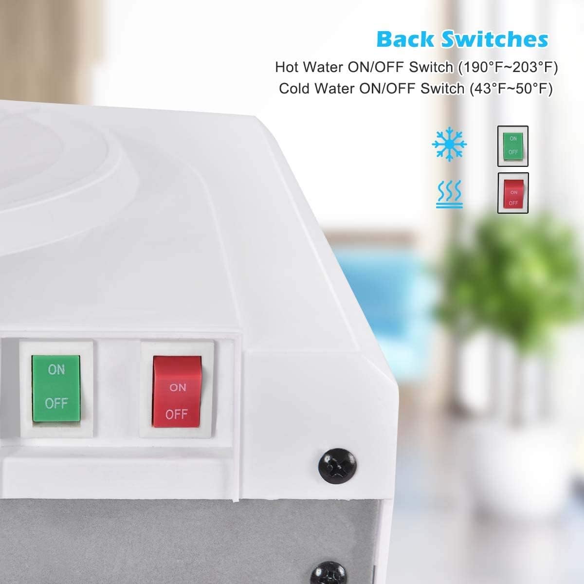 Rainfally Top Loading Water Cooler Dispenser, 3-5 Gallon Hot & Cold Dual-use Water Dispenser w/Bottom Storage Cabinet, Child Safe Lock, Energy-Saving Approved (White)