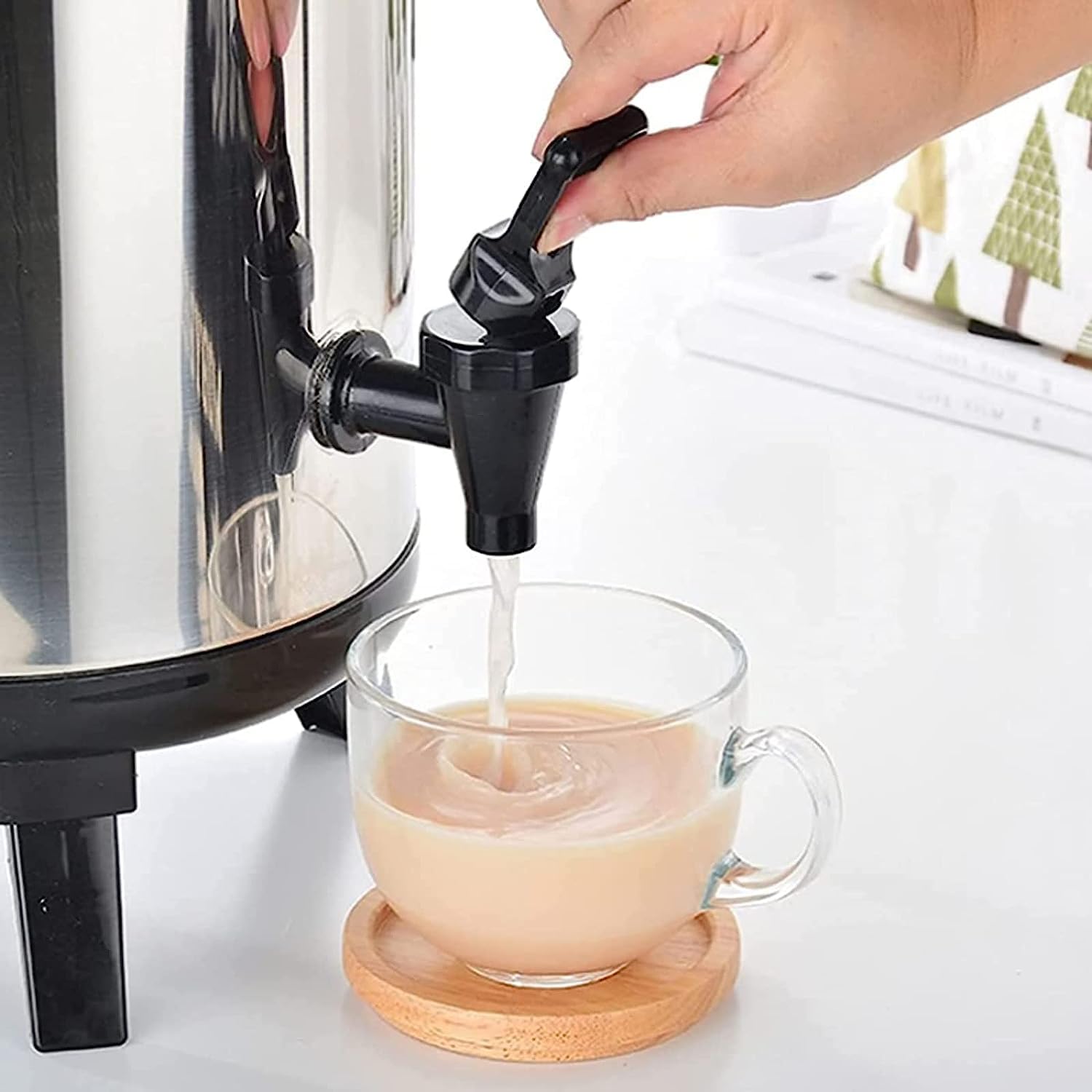 Hot Water Dispenser With Faucet, Stainless Steel, 6L/8L/10L/12L, Commercial Large Coffee Urn Insulated Barrel, Insulated For 10-12 Hours (Color : Black, Size : 12L)