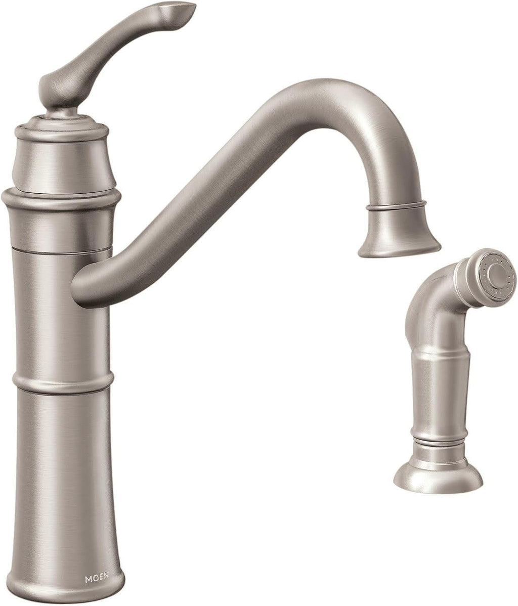 Moen Wetherly Spot Resist Stainless High-Arc Kitchen Faucet with Side Spray, 87999SRS