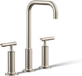 KOHLER K-14408-4-BN Purist® Widespread Bathroom Sink Faucet, 3-Hole, Widespread High Lever Handles and High Gooseneck Spout, 1.2 GPM, Vibrant Brushed Nickel