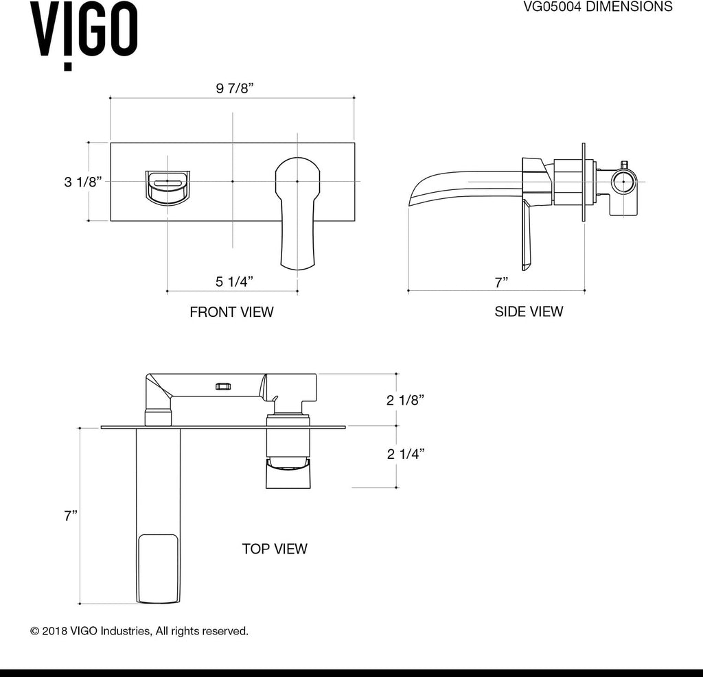 VIGO Cornelius Waterfall Single-Handle Two-Hole Wall Mount Bathroom Sink Faucet, Brushed Nickel, Modern Design, Solid Brass, 1.2 GPM WaterSense & Ceramic Disc Valve, Corrosion-Resistant - VG05004BN