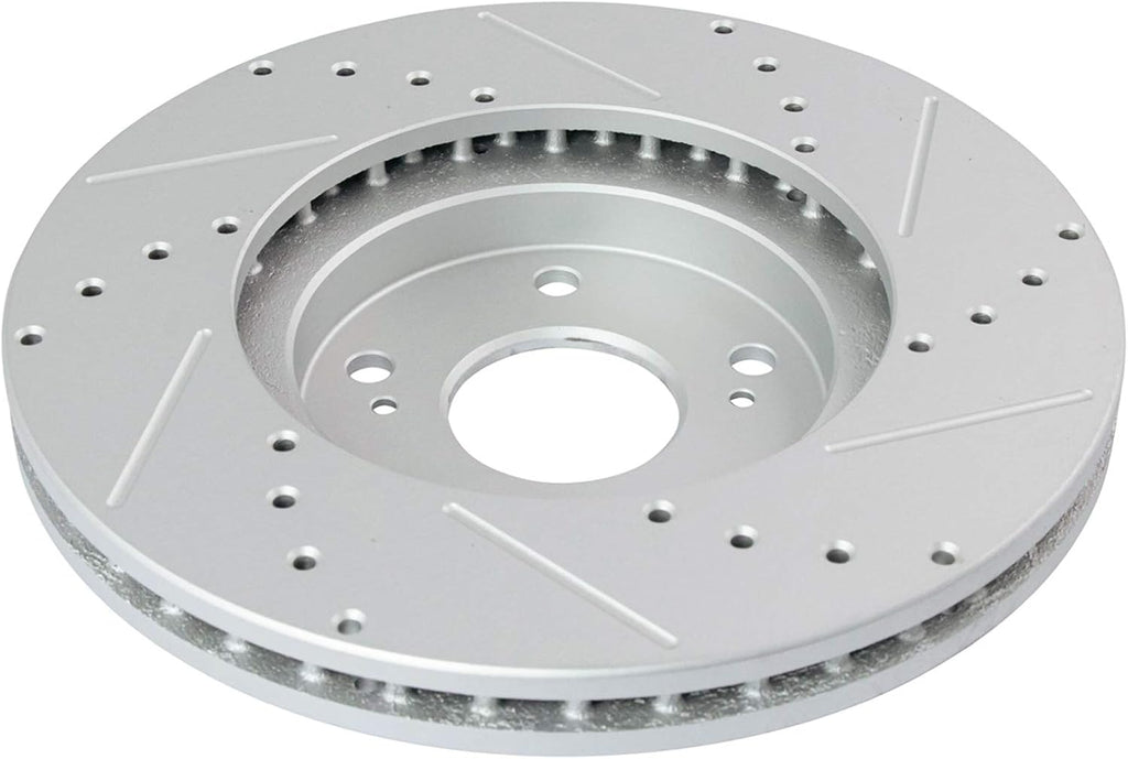 TRQ Performance Front Brake Pad and Rotor Set Ceramic Coated Drilled Slotted Rotors Calipers Compatible with 2006-2006 Acura MDX