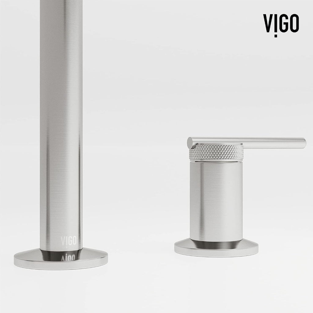 VIGO Sterling Two-Handle Three-Hole Mount Widespread Bathroom Sink Faucet, 7-Inch, Brushed Nickel, Modern Design, Solid Brass, 1.2 GPM WaterSense & Ceramic Disc Valve, Corrosion-Resistant