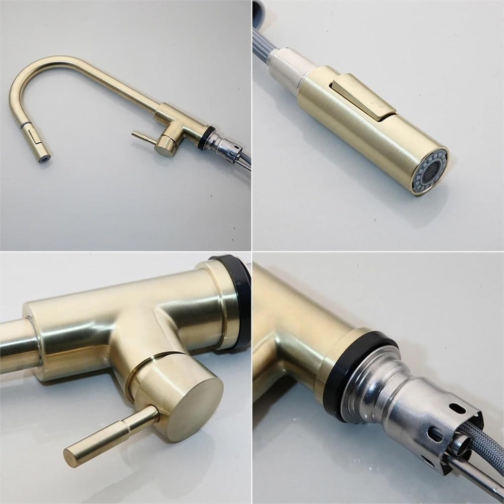 Pull Down Brushed Gold Touch Kitchen Faucet Smart Sensor Cold and Hot Mixer Water Tap