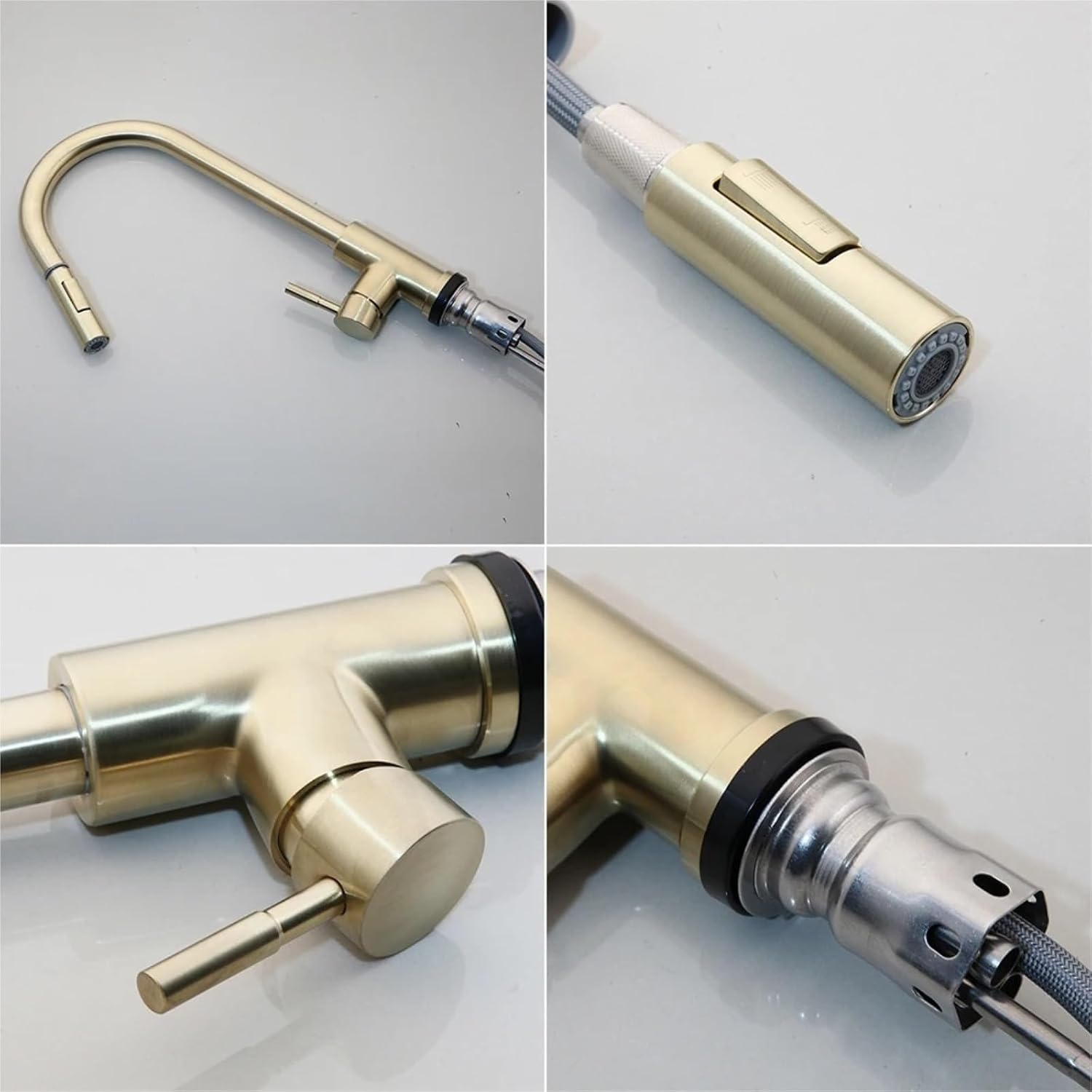 Pull Down Brushed Gold Touch Kitchen Faucet Smart Sensor Cold and Hot Mixer Water Tap