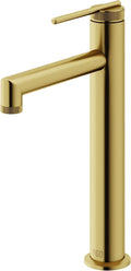 VIGO Sterling Single-Handle Single-Hole Mount Vessel Bathroom Sink Faucet, 11-Inch, Matte Brushed Gold, Modern Design, Solid Brass, 1.2 GPM WaterSense & Ceramic Disc Valve, Corrosion-Resistant