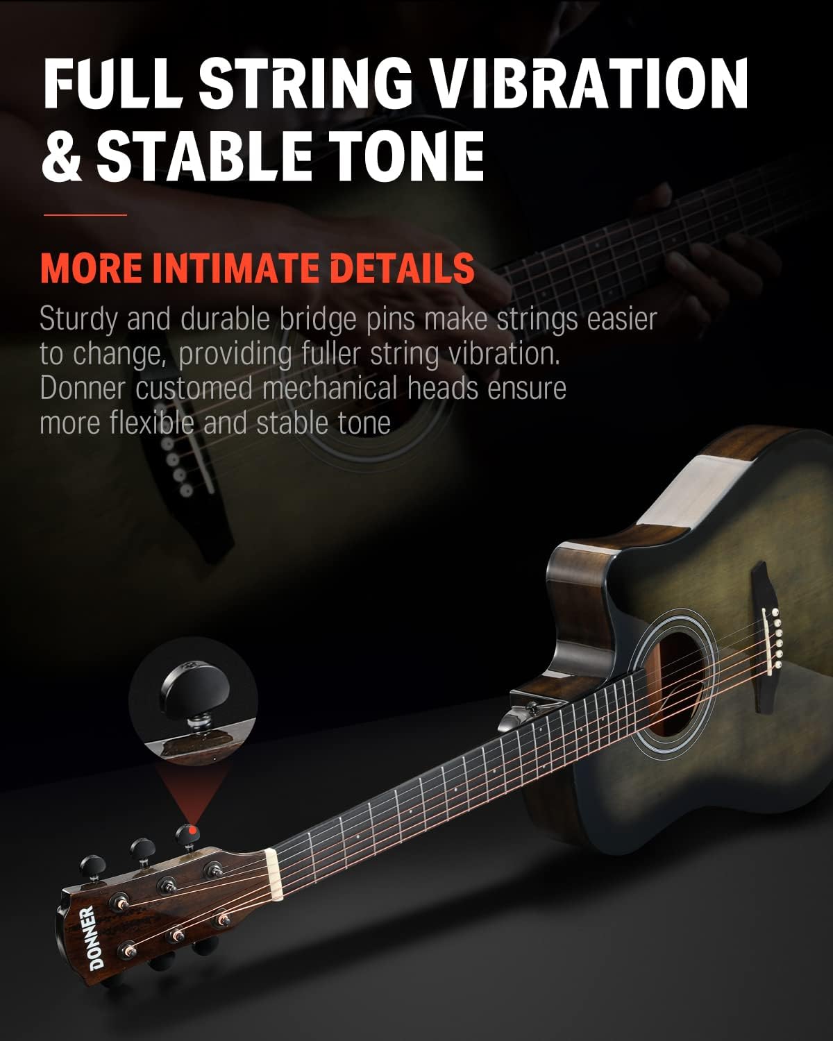 Donner Full Size Acoustic Electric Guitar-Guitar Wall Mount Hanger