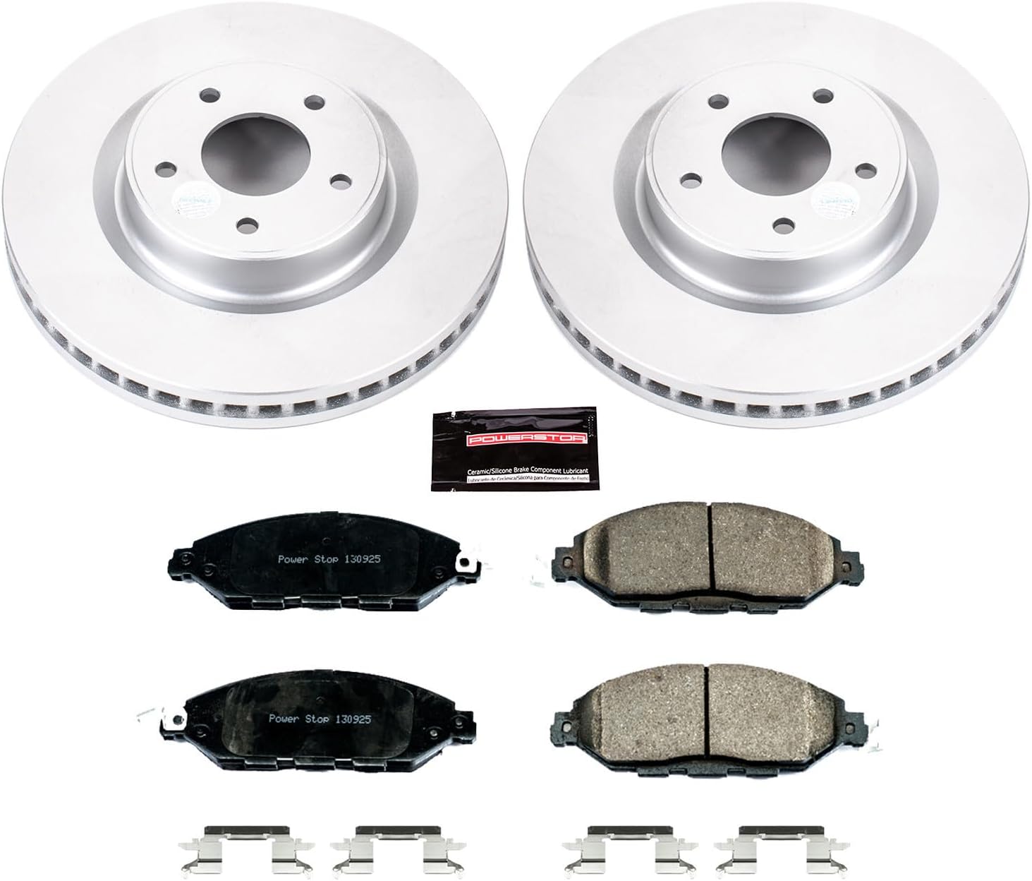 PowerStop Front Brake Kit for INFINITI JX35 2013 |QX60 2014-20 |Nissan Murano 2015-24 |Pathfinder 2013-20 - Fully-Coated Disc Rotors with Z17 Ceramic Brake Pads Replacement, CRK6496