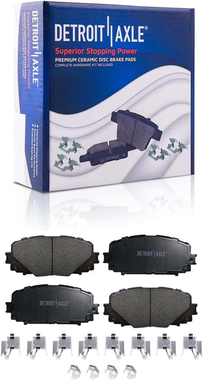 Detroit Axle - Brake Kit for 2012 2013 2014 2015 2016 2017 2018 Toyota Yaris [Rear Disc], Disc Brakes Rotors Ceramic Brake Pads Replacement : 10.83' inch Front and 10.20' inch Rear Rotor