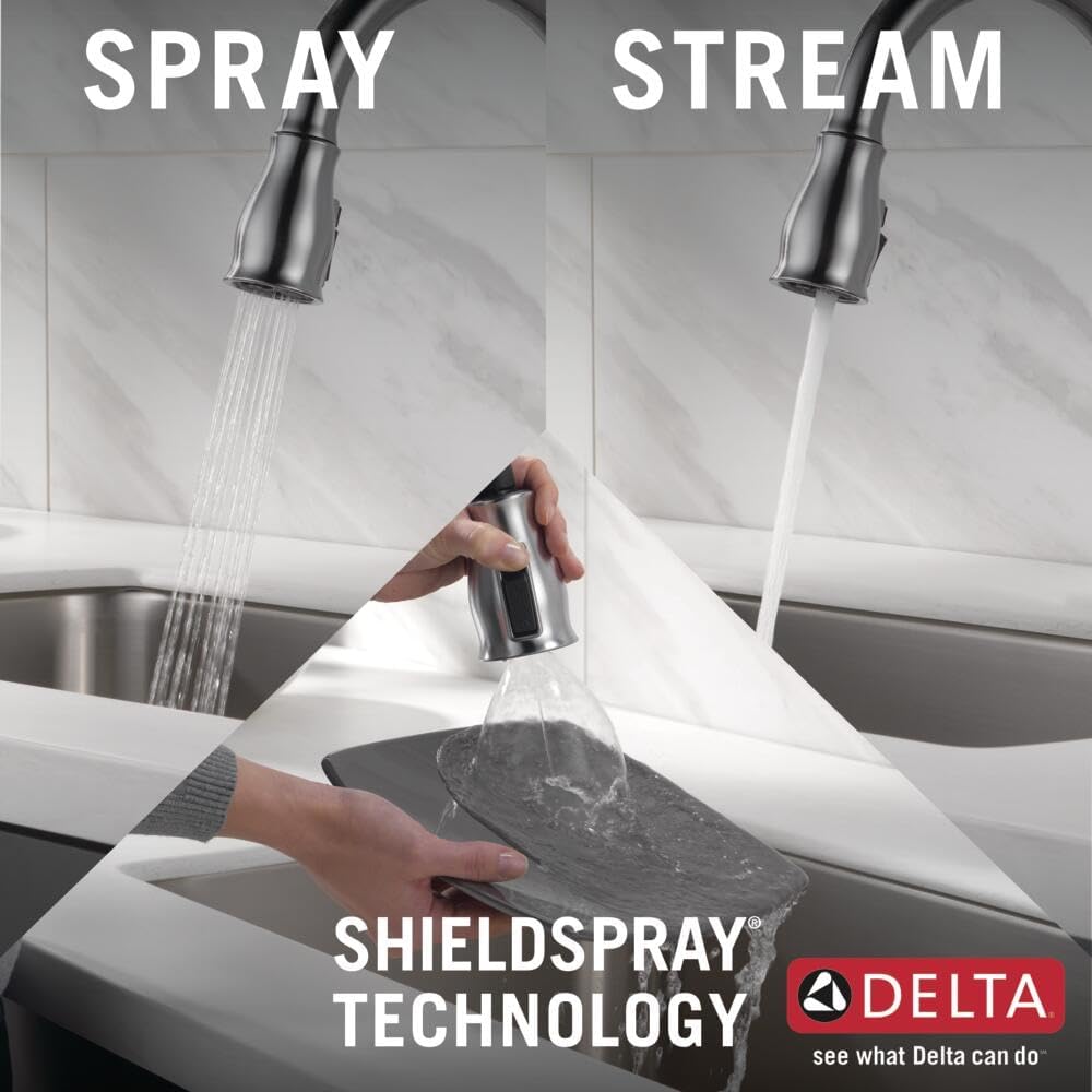Delta Leland Brushed Nickel Touch Kitchen Faucet with Pull Down Sprayer, Traditional Single Hole Touch On Kitchen Sink Faucet, Single Handle, Arctic Stainless 9178T-AR-DST