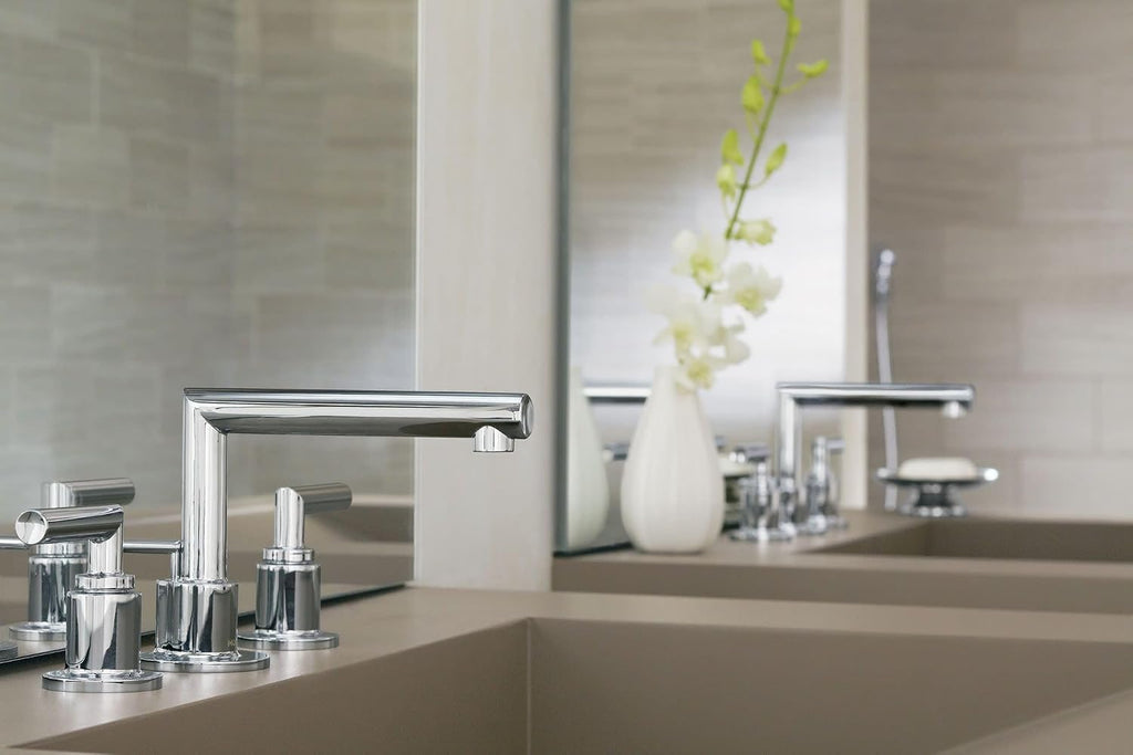 Moen TS43002 Arris Two-Handle Modern 8 in. Widespread Bathroom Faucet Trim Kit, Valve Required, Chrome
