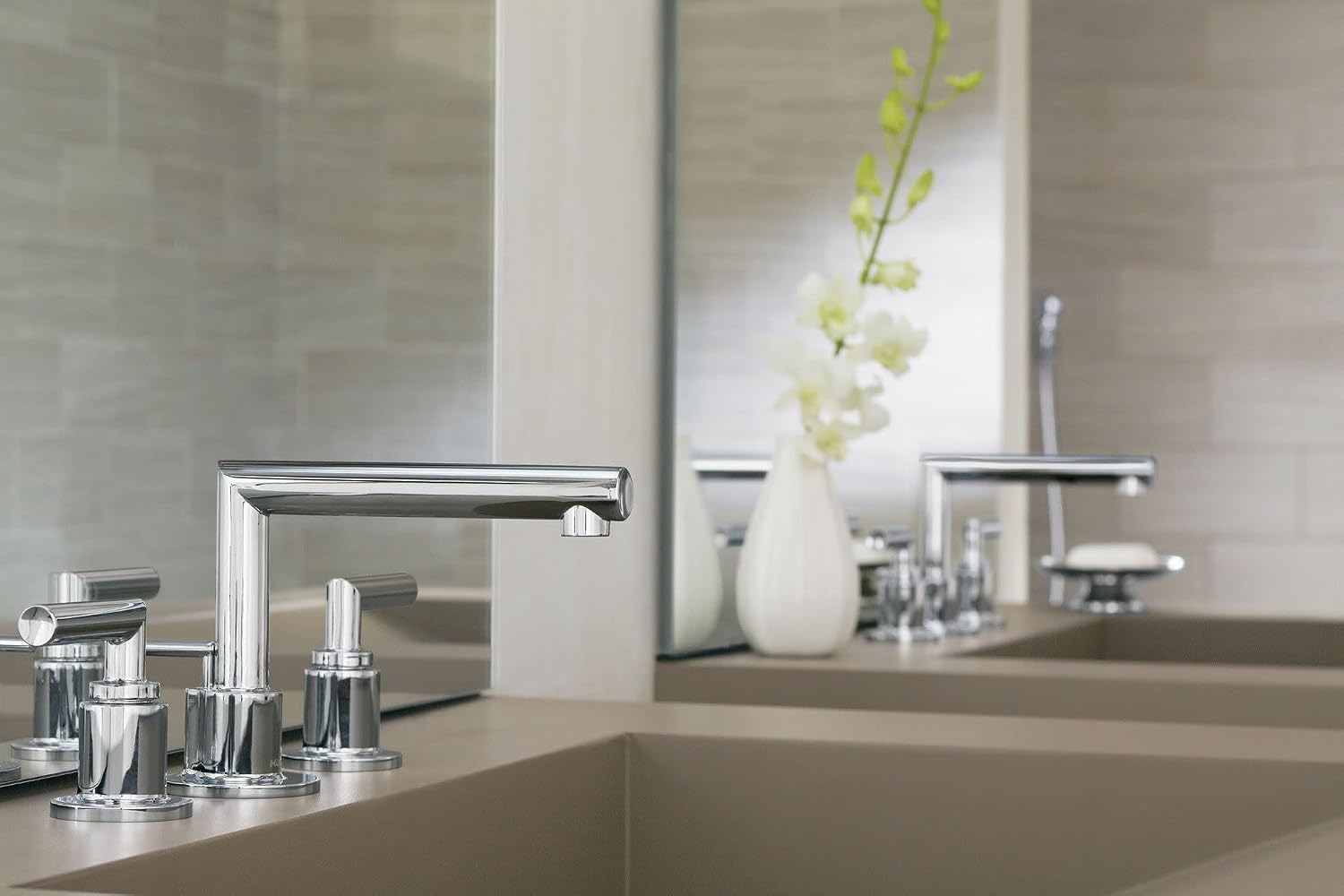 Moen TS43002 Arris Two-Handle Modern 8 in. Widespread Bathroom Faucet Trim Kit, Valve Required, Chrome