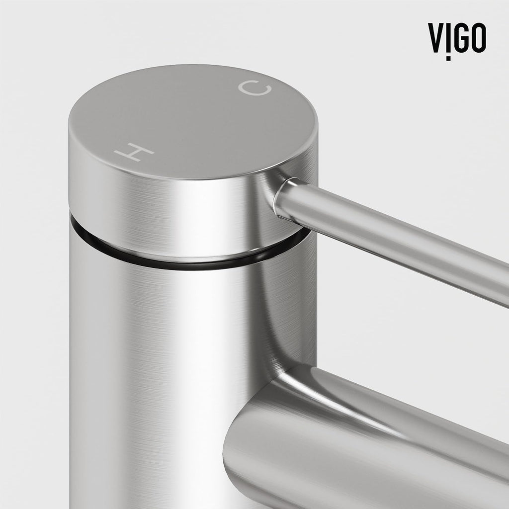 VIGO Jewel Single-Handle Single-Hole Mount Bathroom Sink Bathroom Sink Faucet, 11-Inch, Brushed Nickel, Modern Design, Solid Brass, 1.2 GPM WaterSense & Ceramic Disc Valve, Corrosion-Resistant