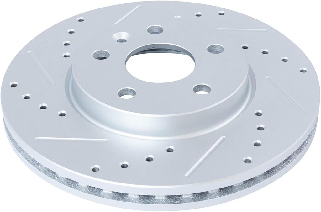 TRQ Performance Front Brake Pad and Rotor Set Ceramic Coated Drilled Slotted Vented Rotors Compatible with 2011-2015 Chevrolet Cruze 2016 Cruze Limited 2012-2017 Sonic