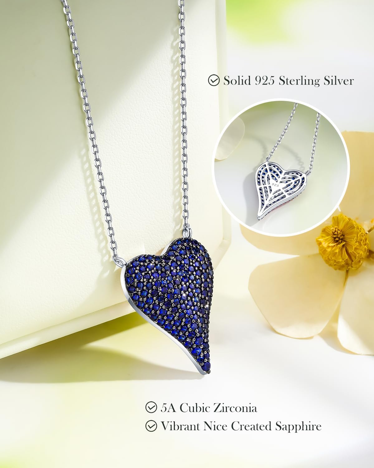 14K Gold Plated Silver Pave Birthstone Pendant Necklace for Women