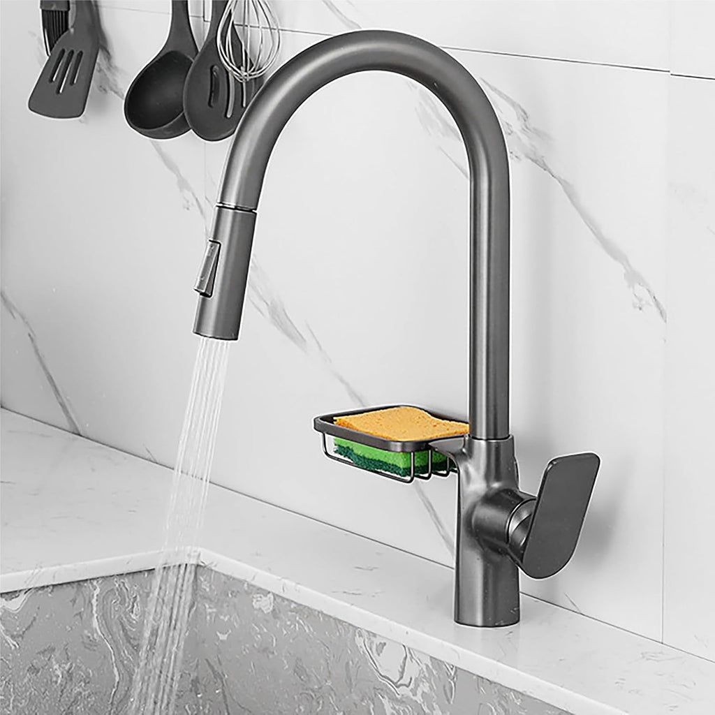 Single Handle Kitchen Faucet with Dual Function Cleaning and Basket Tap for Hot and Cold Sink(Matt Grey-Brushed)
