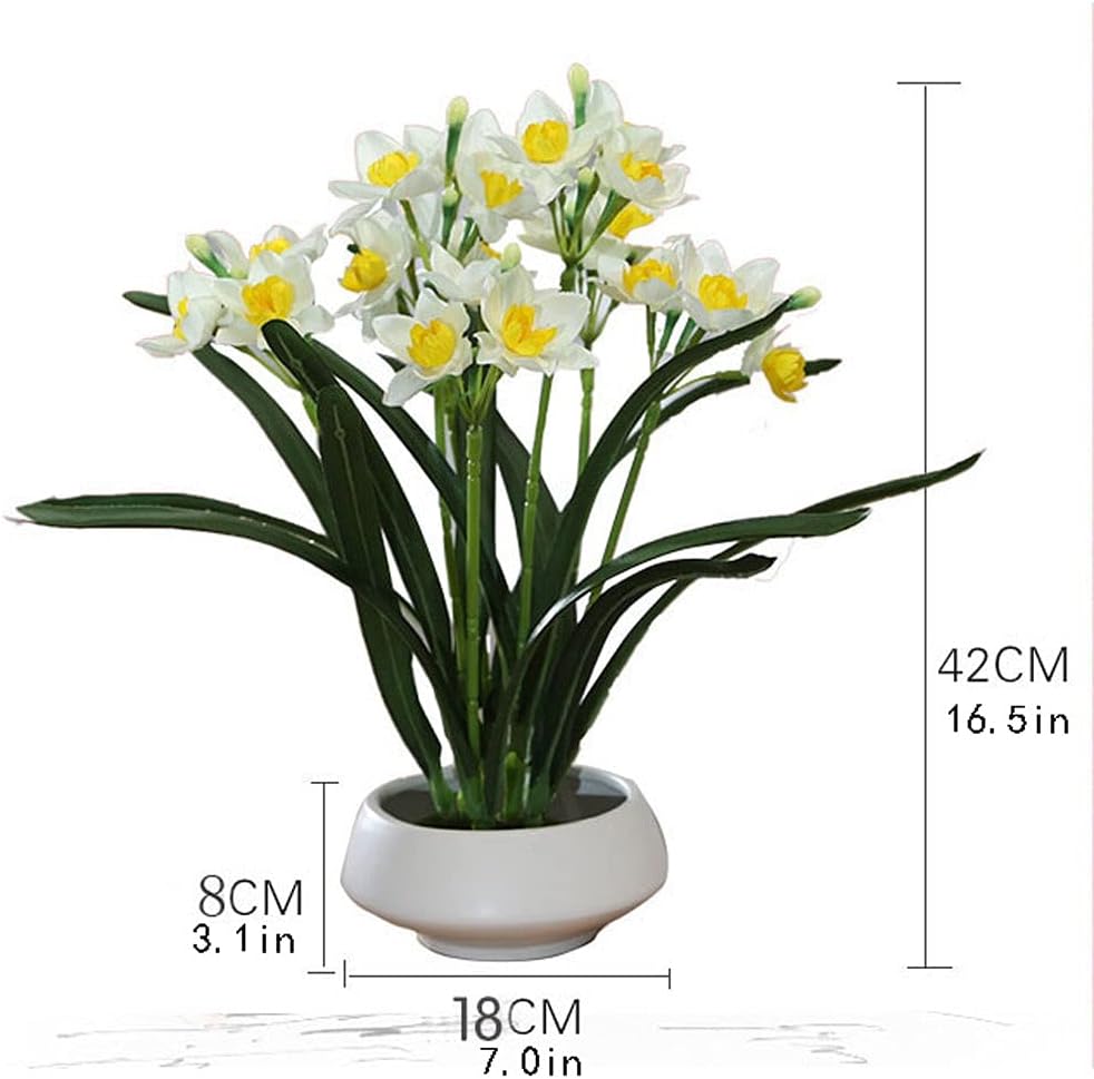 Artificial Flower Artificial Narcissus Flower Art Three-Dimensional Display Flower Set Porch Living Room Indoor Dining Table TV Cabinet Decoration Floor Vases Decorative Tall (Color : Purple) (Pink)